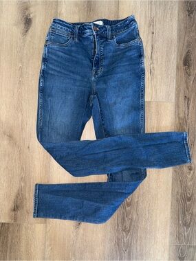 Madewell The Curvy Roadtripper Skinny Dark Blue Denim Jeans size 26 T Tall